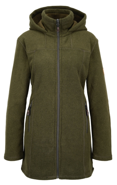 Damen Jagdmantel , Fleecemantel , Damen Fleecemantel " Oliv " , Wintermantel